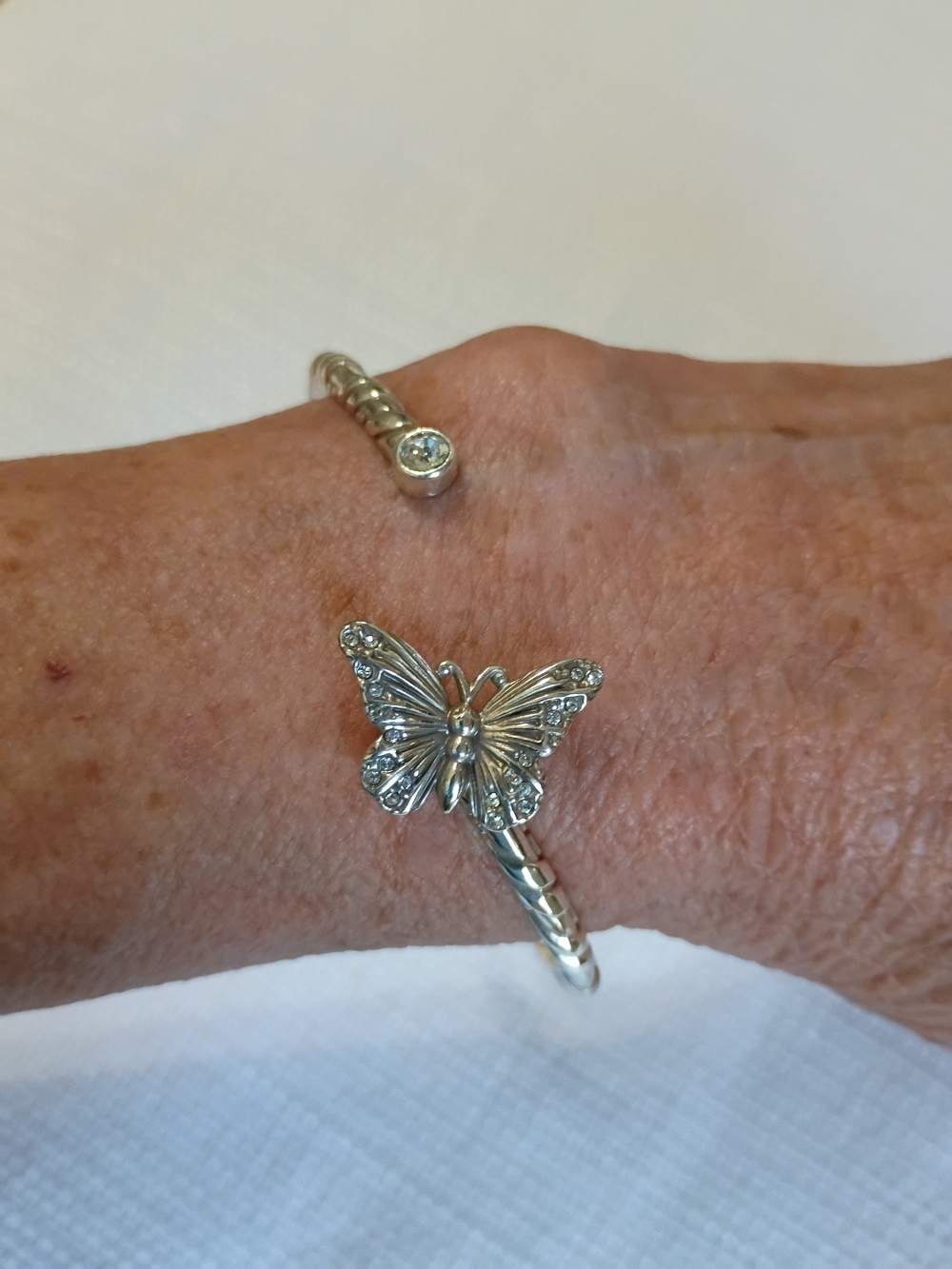 Brighton Silver Butterfly Open Cuff Bracelet